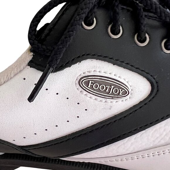 Vintage FootJoy eComfort Golf Shoes Women's 7W Softspikes Black White Leather - Picture 2 of 12